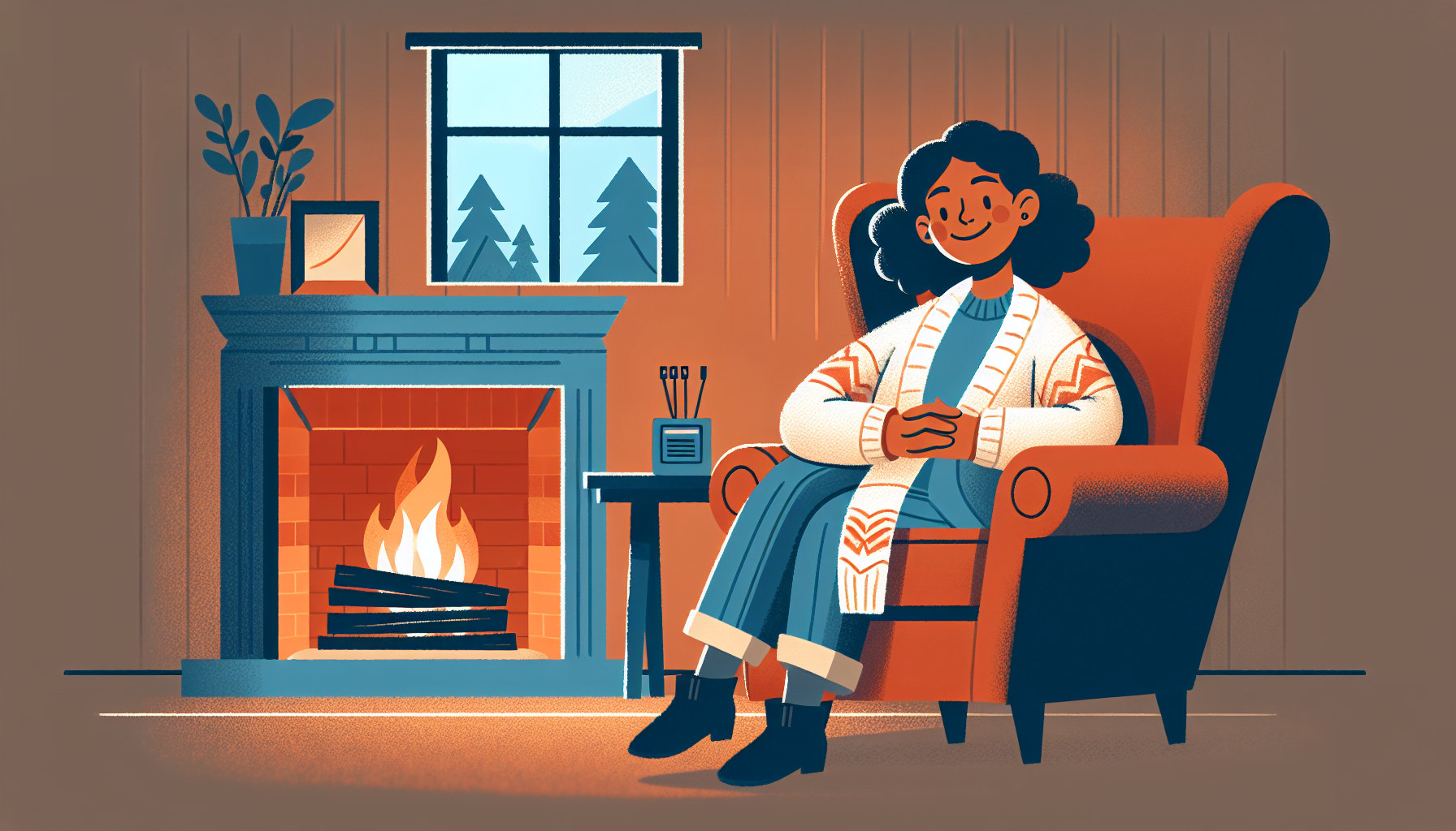 Illustration of a homeowner with peace of mind after maintenance